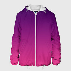 Куртка с капюшоном мужская Фиолетово малиновый градиент, цвет: 3D-белый