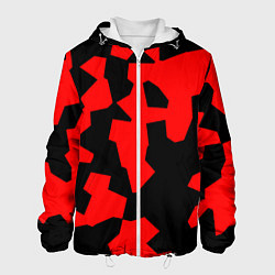 Куртка с капюшоном мужская Черно-красный авторский арт, цвет: 3D-белый