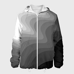 Куртка с капюшоном мужская Черно белые волны, цвет: 3D-белый