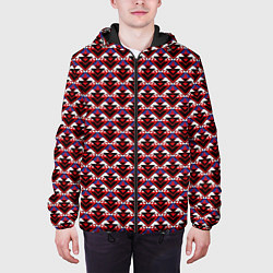 Куртка с капюшоном мужская Геометрический скандинавский зимний узор, цвет: 3D-черный — фото 2