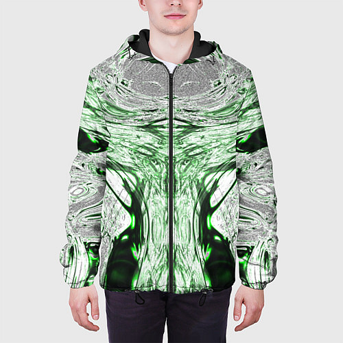 Мужская куртка Зеленый узор / 3D-Черный – фото 3
