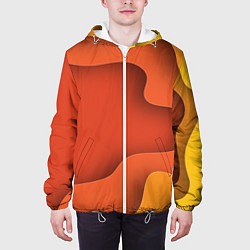 Куртка с капюшоном мужская Оранжево-жёлтый разлом, цвет: 3D-белый — фото 2