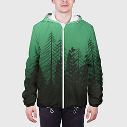 Куртка с капюшоном мужская Зелёный туманный лес, цвет: 3D-белый — фото 2