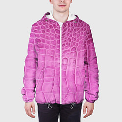 Куртка с капюшоном мужская Кожа - текстура - pink, цвет: 3D-белый — фото 2
