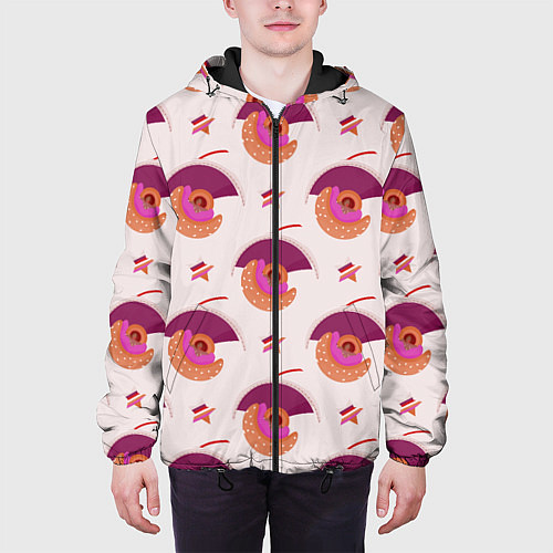 Мужская куртка Абстрактный полукруг и разноцветная звезда / 3D-Черный – фото 3