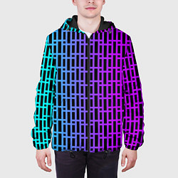 Куртка с капюшоном мужская Неоновая клетка, цвет: 3D-черный — фото 2