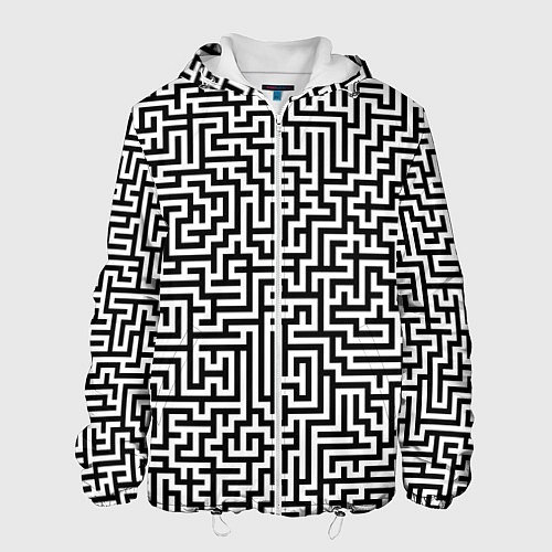 Мужская куртка Черно-белый лабиринт / 3D-Белый – фото 1