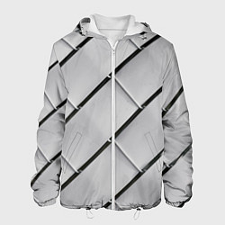 Куртка с капюшоном мужская Серый блоковый металлический паттерн, цвет: 3D-белый