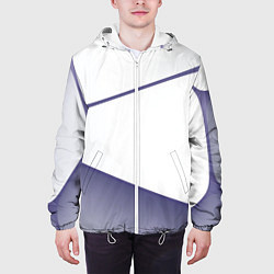 Куртка с капюшоном мужская Абстрактный белый и фиолетовый паттерн, цвет: 3D-белый — фото 2