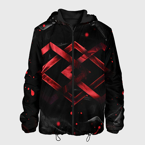 Мужская куртка Красные ромбы и брызги / 3D-Черный – фото 1