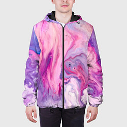 Куртка с капюшоном мужская Разлитая смешанная краска, цвет: 3D-черный — фото 2