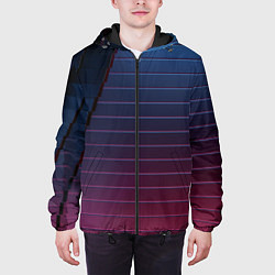 Куртка с капюшоном мужская Абсрактная лестничная тёмно-синяя текстура, цвет: 3D-черный — фото 2