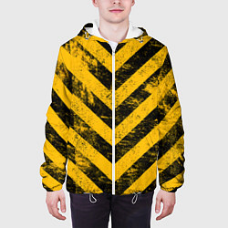 Куртка с капюшоном мужская WARNING - желто-черные полосы, цвет: 3D-белый — фото 2