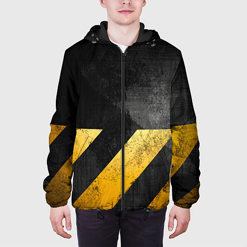 Мужская куртка Желтые предупреждающие полосы / 3D-Черный – фото 3
