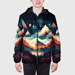 Куртка с капюшоном мужская Футуризм горы, цвет: 3D-черный — фото 2