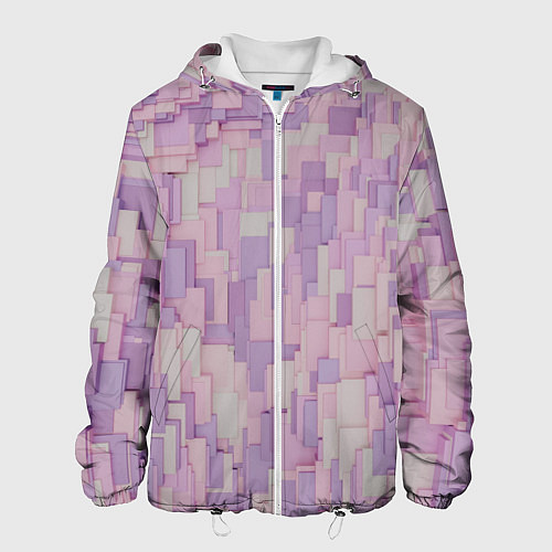 Мужская куртка Множество розовых геометрических кубов / 3D-Белый – фото 1