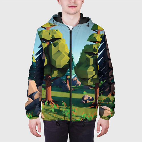 Мужская куртка Воксельный лес / 3D-Черный – фото 3