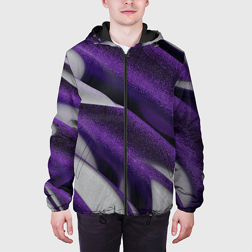 Мужская куртка Фиолетовые волны / 3D-Черный – фото 3