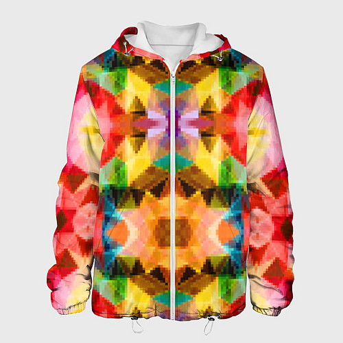 Мужская куртка Разноцветный мозаичный пиксельный узор / 3D-Белый – фото 1