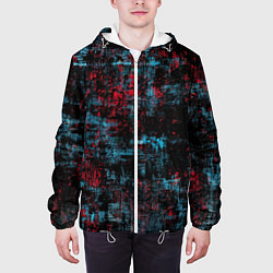 Куртка с капюшоном мужская Абстракт красного, голубого и чёного, цвет: 3D-белый — фото 2