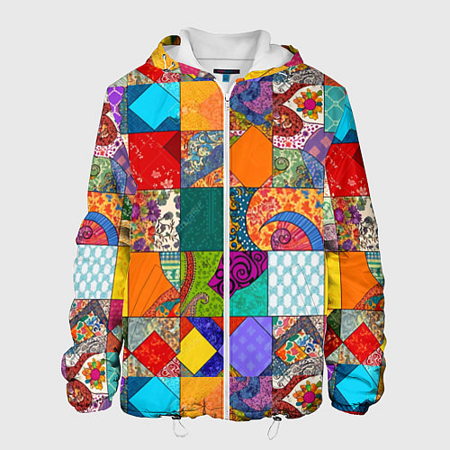 Мужская куртка Разноцветные лоскуты / 3D-Белый – фото 1