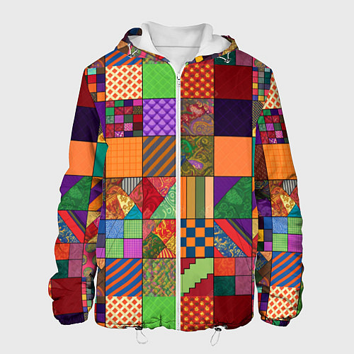 Мужская куртка Разноцветные лоскуты от нейросети / 3D-Белый – фото 1