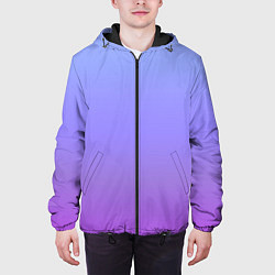 Куртка с капюшоном мужская Фиолетовый градиент, цвет: 3D-черный — фото 2