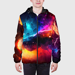 Куртка с капюшоном мужская Космос, созданный нейросетью, цвет: 3D-черный — фото 2