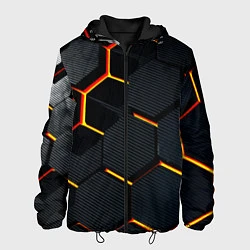 Куртка с капюшоном мужская Плиты стиль соты киберпанк, цвет: 3D-черный