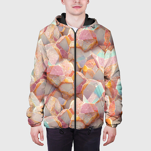 Мужская куртка Текстура розового мрамора на камнях / 3D-Черный – фото 3