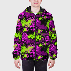 Куртка с капюшоном мужская Брызги и кляксы, цвет: 3D-черный — фото 2
