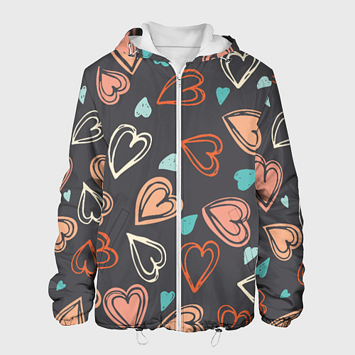 Мужская куртка Много сердец / 3D-Белый – фото 1