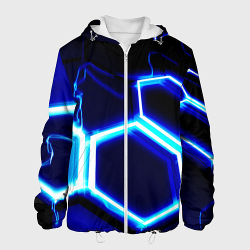 Мужская куртка Neon abstraction plates storm / 3D-Белый – фото 1