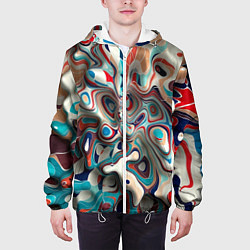 Куртка с капюшоном мужская Волны - краски, цвет: 3D-белый — фото 2