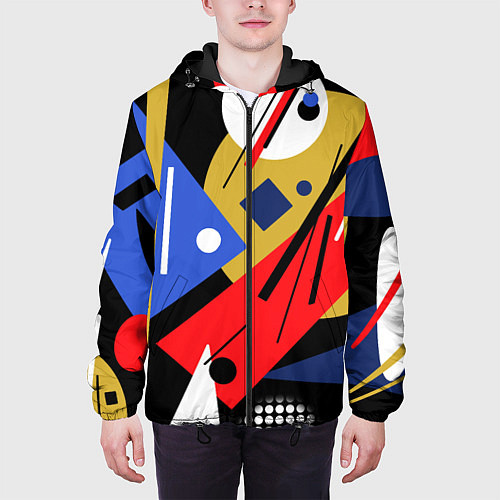 Мужская куртка Абстракция в стиле супрематизм / 3D-Черный – фото 3