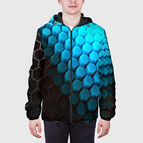 Мужская куртка Abstraction neon blue / 3D-Черный – фото 3