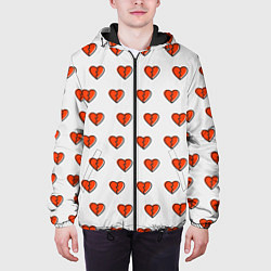 Куртка с капюшоном мужская Разбитые сердца на белом фоне, цвет: 3D-черный — фото 2