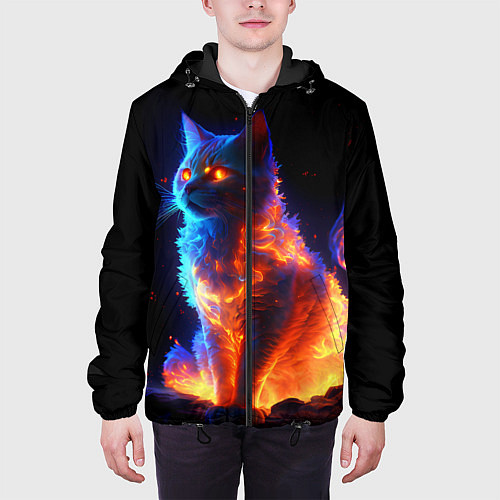 Мужская куртка Огненная кошка / 3D-Черный – фото 3