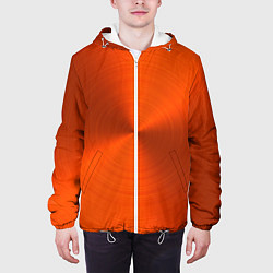 Куртка с капюшоном мужская Оранжевый волнообразный дисковый узор, цвет: 3D-белый — фото 2