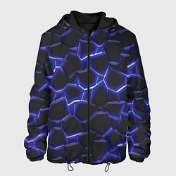 Куртка с капюшоном мужская Синий неон и плиты, цвет: 3D-черный