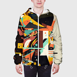 Куртка с капюшоном мужская Авангардная геометрическая композиция, цвет: 3D-белый — фото 2