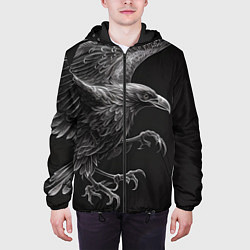 Куртка с капюшоном мужская Черно-белый ворон, цвет: 3D-черный — фото 2