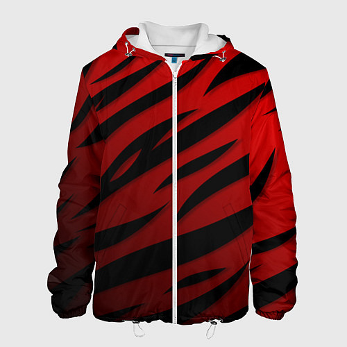 Мужская куртка Красный градиент - языки пламени / 3D-Белый – фото 1
