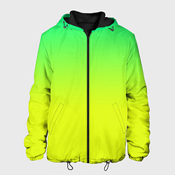 Куртка с капюшоном мужская Зелено-желтый градиент, цвет: 3D-черный