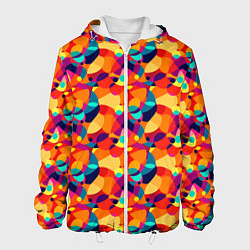 Куртка с капюшоном мужская Абстрактный узор из разноцветных окружностей, цвет: 3D-белый