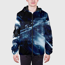 Куртка с капюшоном мужская Тёмно-ледяной фон и бесконечный код, цвет: 3D-черный — фото 2