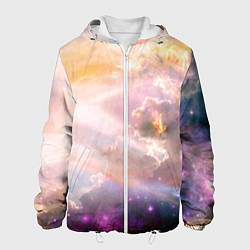 Куртка с капюшоном мужская Аморфное абстрактное космическое красочное небо, цвет: 3D-белый