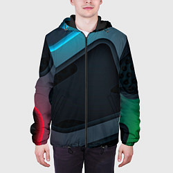 Куртка с капюшоном мужская Абстракция металл, цвет: 3D-черный — фото 2