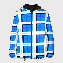 Куртка с капюшоном мужская Синяя клетка, цвет: 3D-черный