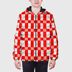 Куртка с капюшоном мужская Ромбы красные, цвет: 3D-черный — фото 2